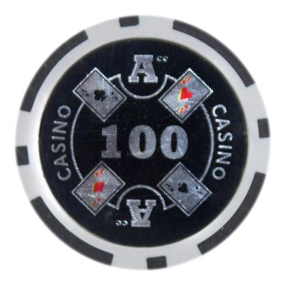 Playzaic 14-gram Ace Casino Poker Chips (50-Pack) Heavy Clay Composite Set - Bulk Casino Chips with Denominations for Texas Holdem, Blackjack - Betting Game Accessories ($100 Black)