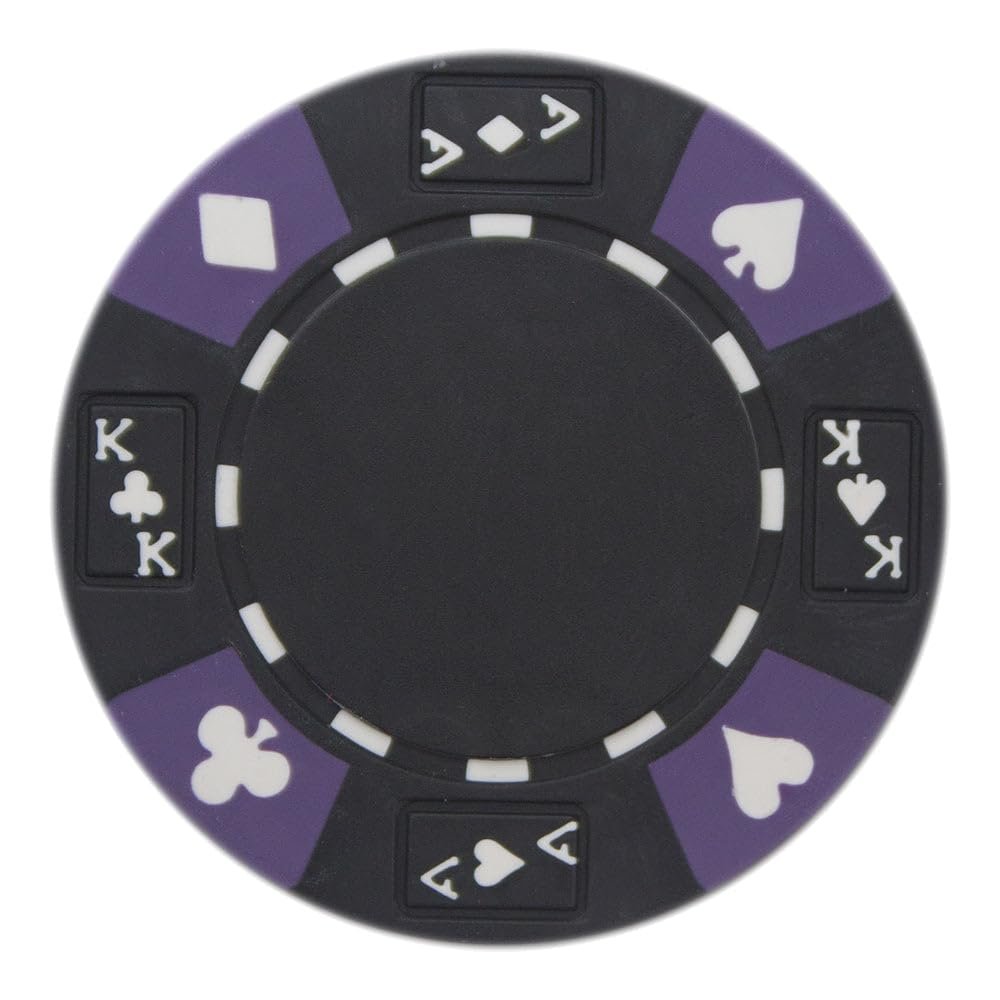 Playzaic 14-gram Ace King Premium Poker Chips (50-Pack) Heavy Clay Composite Set - Bulk Blank Casino Chips - No Denominations for Texas Holdem, Blackjack - Betting Game Accessories (Black)
