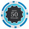 Playzaic 14-gram Eclipse Poker Chips (50-Pack) Heavy Clay Composite Set - Bulk Casino Chips with Denominations for Texas Holdem, Blackjack - Betting Game Accessories ($50 Light Blue) view 1
