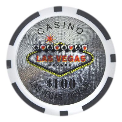 Playzaic 14-gram Las Vegas Poker Chips (50-Pack) Heavy Clay Composite Set - Bulk Casino Chips with Denominations for Texas Holdem, Blackjack - Betting Game Accessories ($100 Black)