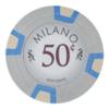 Playzaic 10-gram Milano Professional Poker Chips (50-Pack) Real Clay Set - Bulk Casino Chips with Denominations for Texas Holdem, Blackjack - Betting Game Accessories ($0.50 Gray) view 1