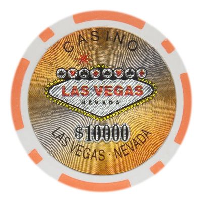 Playzaic 14-gram Las Vegas Poker Chips (50-Pack) Heavy Clay Composite Set - Bulk Casino Chips with Denominations for Texas Holdem, Blackjack - Betting Game Accessories ($10,000 Orange)