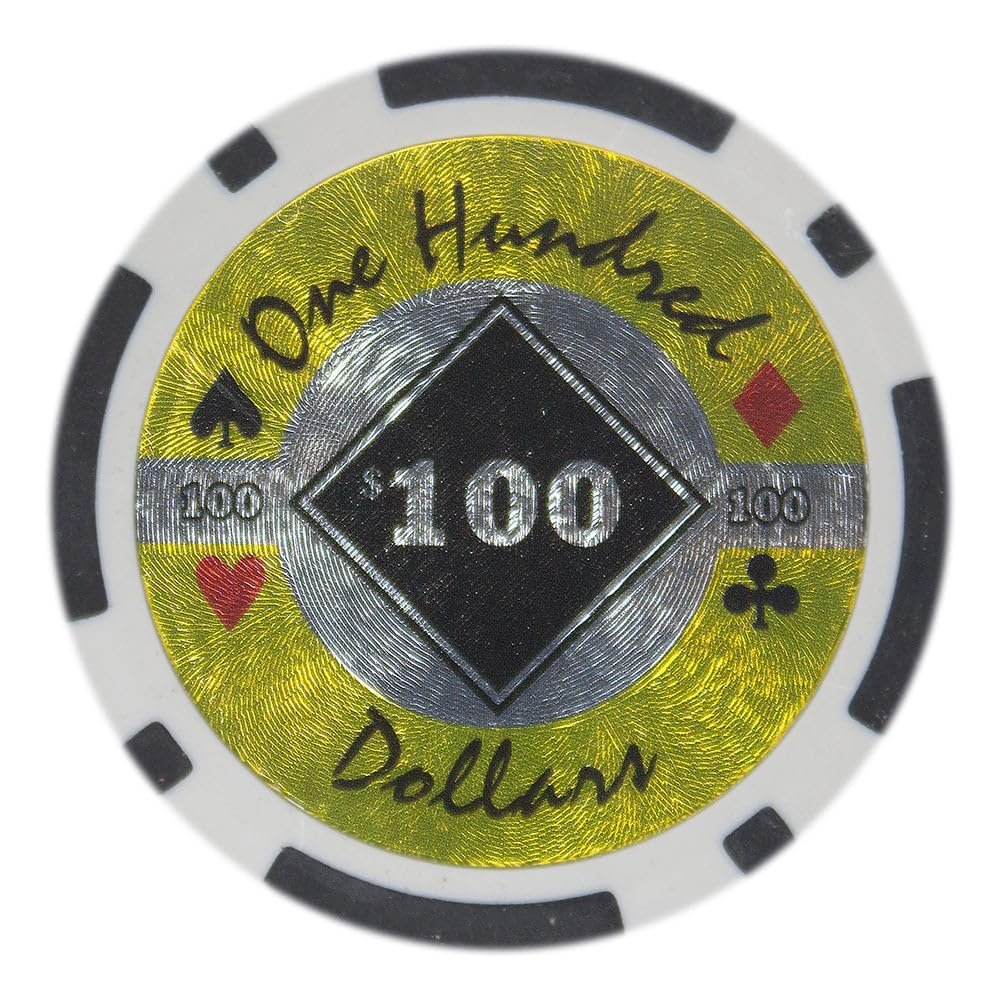 Playzaic 14-gram Black Diamond Poker Chips (50-Pack) Heavy Clay Composite Set - Bulk Casino Chips with Denominations for Texas Holdem, Blackjack - Betting Game Accessories ($100 Black)