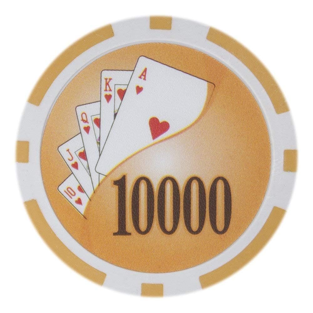 Playzaic 14-gram Yin Yang Poker Chips (50-Pack) Heavy Clay Composite Set - Bulk Casino Chips with Denominations for Texas Holdem, Blackjack - Betting Game Accessories ($10,000 Orange)