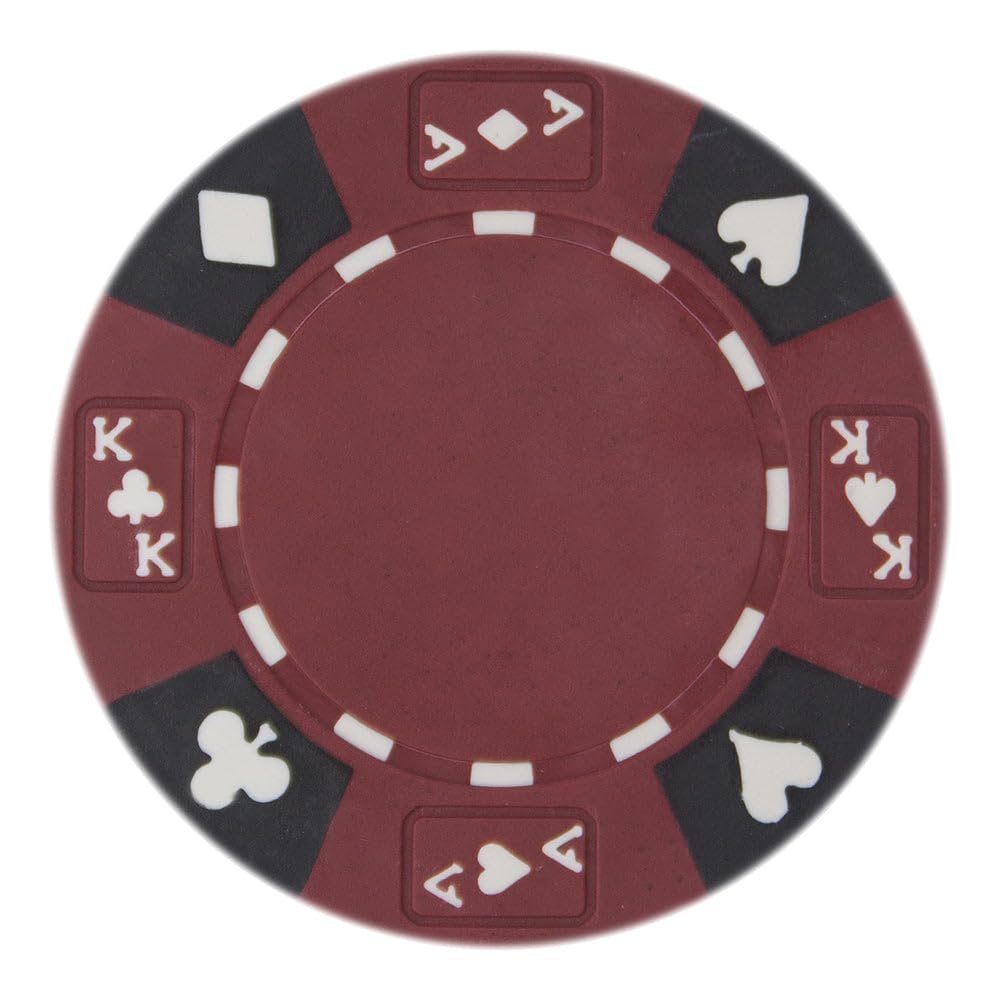 Playzaic 14-gram Ace King Premium Poker Chips (50-Pack) Heavy Clay Composite Set - Bulk Blank Casino Chips - No Denominations for Texas Holdem, Blackjack - Betting Game Accessories (Red)