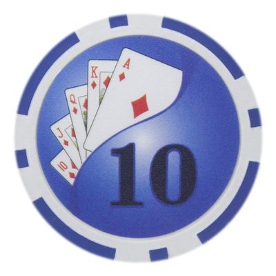 Playzaic 14-gram Yin Yang Poker Chips (50-Pack) Heavy Clay Composite Set - Bulk Casino Chips with Denominations for Texas Holdem, Blackjack - Betting Game Accessories ($10 Blue)