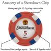 Playzaic 13.5-gram Showdown Professional Poker Chips (50-Pack) Heavy Clay Composite Set - Bulk Casino Chips with Denominations for Texas Holdem, Blackjack - Betting Game Accessories ($25 Green) view 4