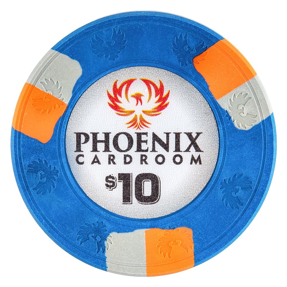 Playzaic 10-gram Phoenix Professional Poker Chips (50-Pack) Real Clay Set - Bulk Casino Chips with Denominations for Texas Holdem, Blackjack - Betting Game Accessories ($10 Blue)