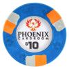 Playzaic 10-gram Phoenix Professional Poker Chips (50-Pack) Real Clay Set - Bulk Casino Chips with Denominations for Texas Holdem, Blackjack - Betting Game Accessories ($10 Blue) view 1