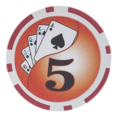 Playzaic 14-gram Yin Yang Poker Chips (50-Pack) Heavy Clay Composite Set - Bulk Casino Chips with Denominations for Texas Holdem, Blackjack - Betting Game Accessories ($5 Red)
