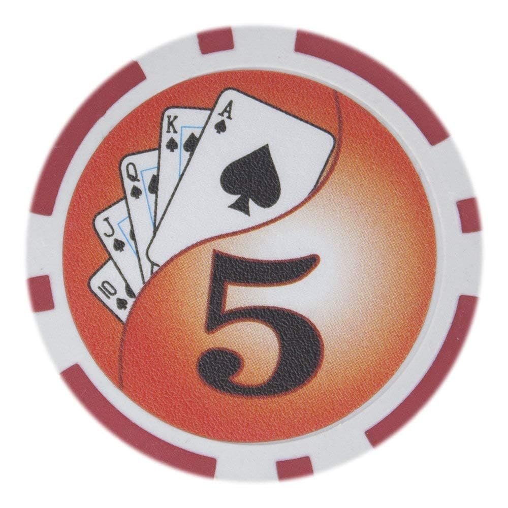 Playzaic 14-gram Yin Yang Poker Chips (50-Pack) Heavy Clay Composite Set - Bulk Casino Chips with Denominations for Texas Holdem, Blackjack - Betting Game Accessories ($5 Red)