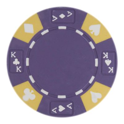 Playzaic 14-gram Ace King Premium Poker Chips (50-Pack) Heavy Clay Composite Set - Bulk Blank Casino Chips - No Denominations for Texas Holdem, Blackjack - Betting Game Accessories (Purple)