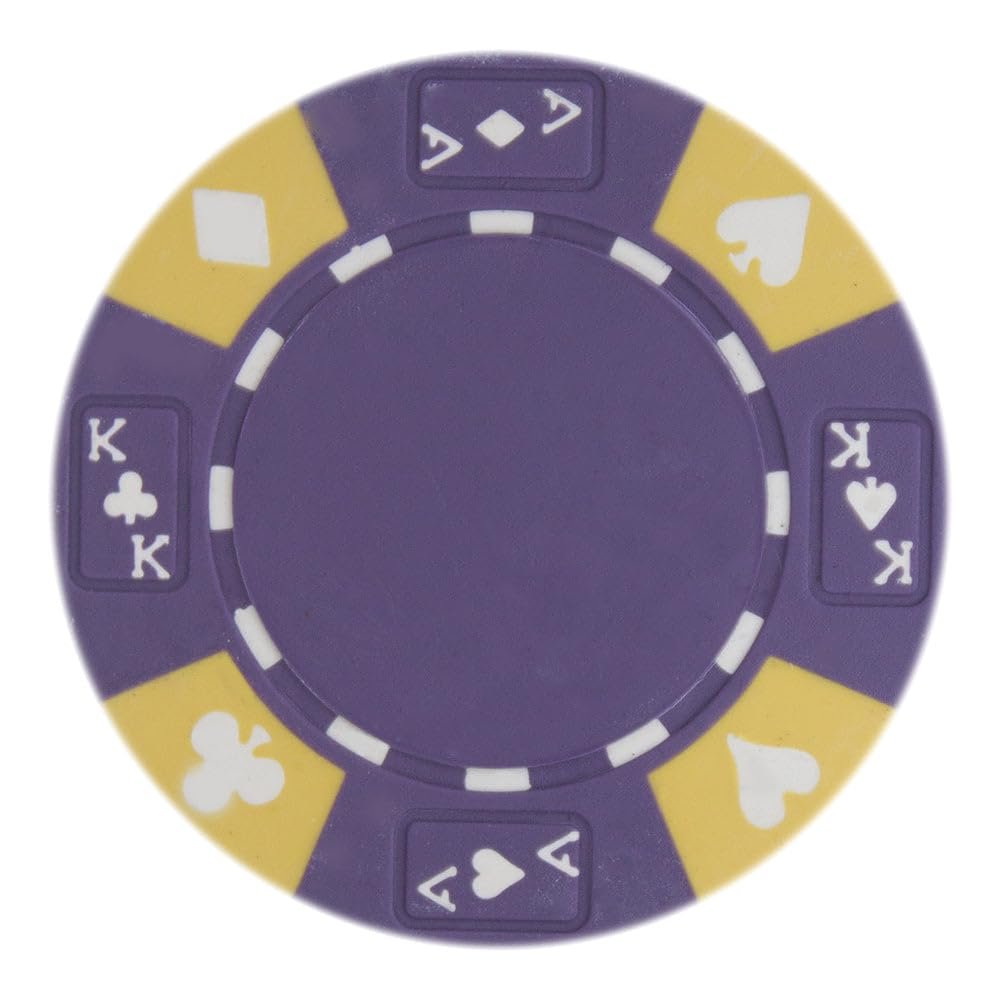 Playzaic 14-gram Ace King Premium Poker Chips (50-Pack) Heavy Clay Composite Set - Bulk Blank Casino Chips - No Denominations for Texas Holdem, Blackjack - Betting Game Accessories (Purple)