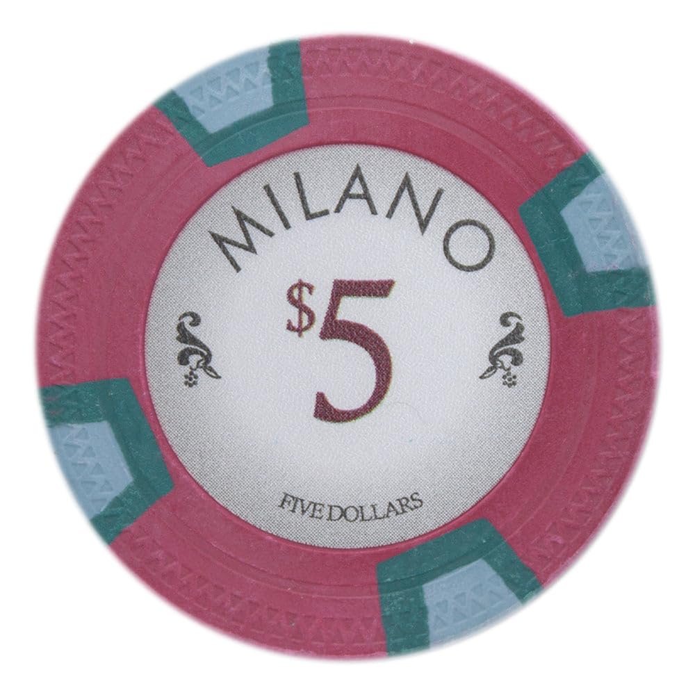 Playzaic 10-gram Milano Professional Poker Chips (50-Pack) Real Clay Set - Bulk Casino Chips with Denominations for Texas Holdem, Blackjack - Betting Game Accessories ($5 Red)