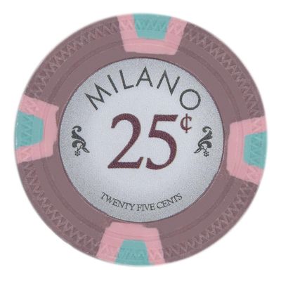 Playzaic 10-gram Milano Professional Poker Chips (50-Pack) Real Clay Set - Bulk Casino Chips with Denominations for Texas Holdem, Blackjack - Betting Game Accessories ($0.25 Brown)