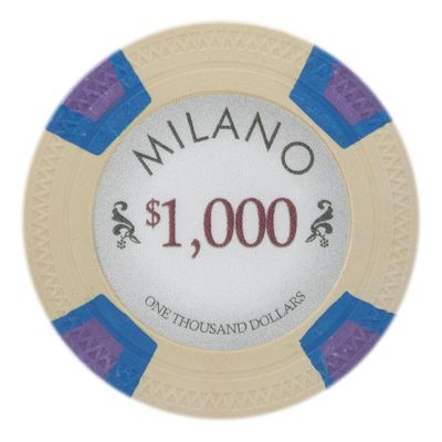 Playzaic 10-gram Milano Professional Poker Chips (50-Pack) Real Clay Set - Bulk Casino Chips with Denominations for Texas Holdem, Blackjack - Betting Game Accessories ($1,000 Yellow)