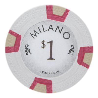 Playzaic 10-gram Milano Professional Poker Chips (50-Pack) Real Clay Set - Bulk Casino Chips with Denominations for Texas Holdem, Blackjack - Betting Game Accessories ($1 White)