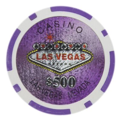 Playzaic 14-gram Las Vegas Poker Chips (50-Pack) Heavy Clay Composite Set - Bulk Casino Chips with Denominations for Texas Holdem, Blackjack - Betting Game Accessories ($500 Purple)