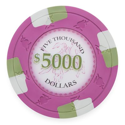 Playzaic 13.5-gram Poker Knights Premium Poker Chips (50-Pack) Heavy Clay Composite Set - Bulk Casino Chips with Denominations for Texas Holdem, Blackjack - Betting Game Accessories ($5,000 Pink)