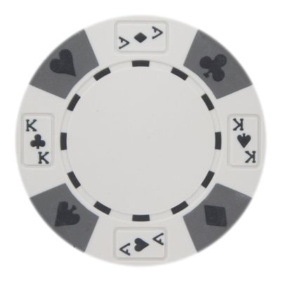 Playzaic 14-gram Ace King Premium Poker Chips (50-Pack) Heavy Clay Composite Set - Bulk Blank Casino Chips - No Denominations for Texas Holdem, Blackjack - Betting Game Accessories (White)