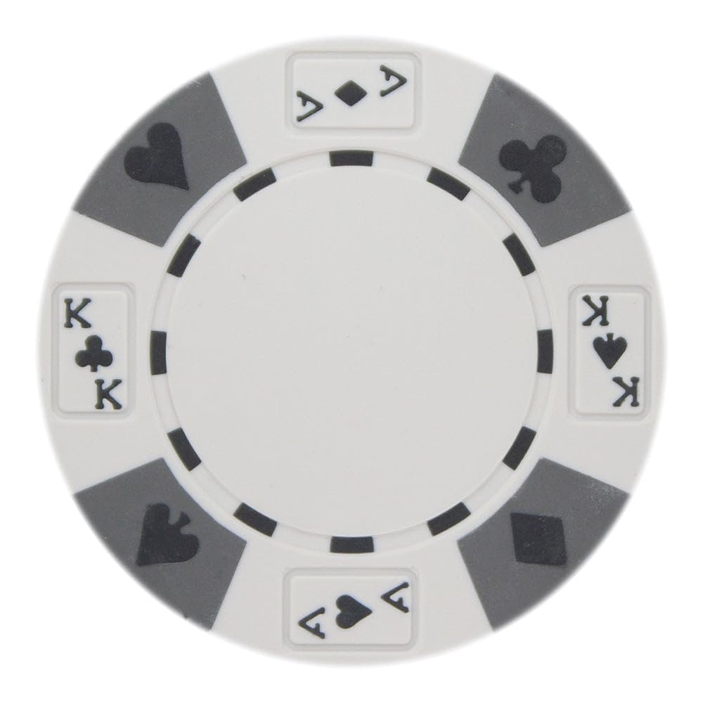 Playzaic 14-gram Ace King Premium Poker Chips (50-Pack) Heavy Clay Composite Set - Bulk Blank Casino Chips - No Denominations for Texas Holdem, Blackjack - Betting Game Accessories (White)