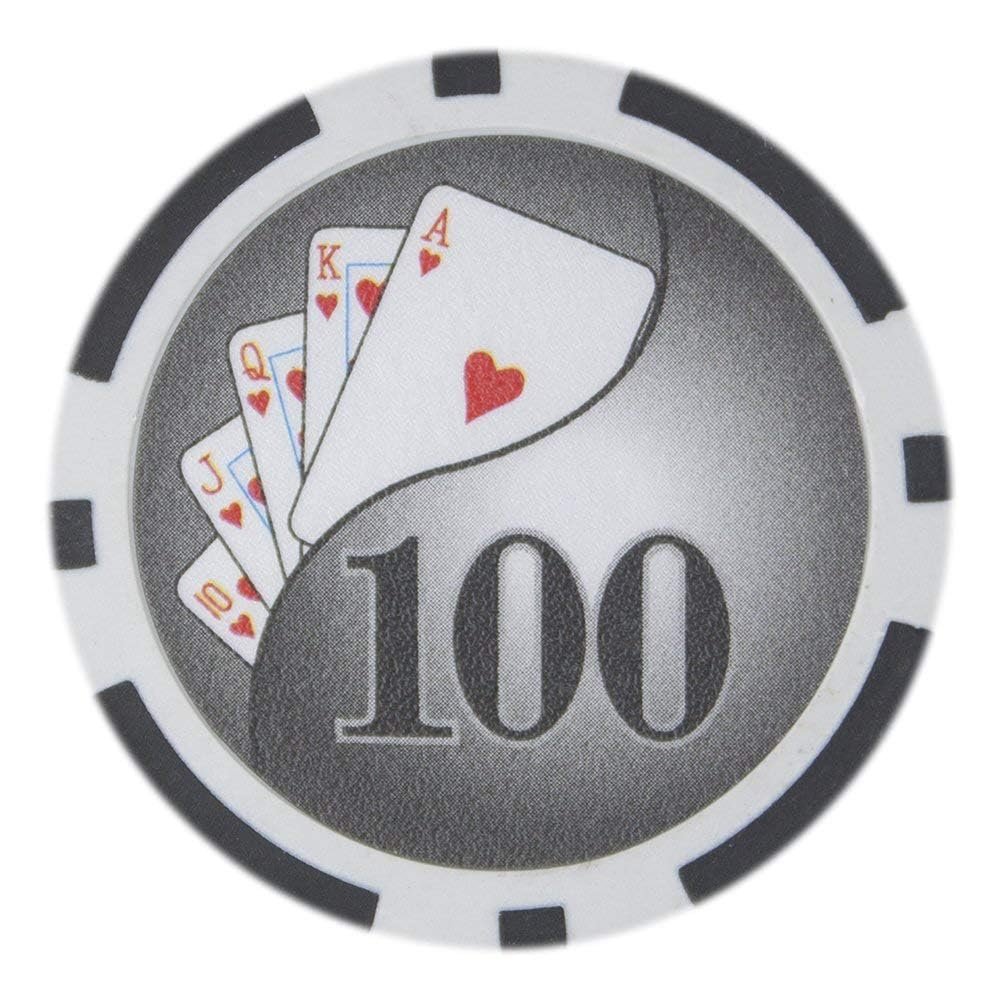 Playzaic 14-gram Yin Yang Poker Chips (50-Pack) Heavy Clay Composite Set - Bulk Casino Chips with Denominations for Texas Holdem, Blackjack - Betting Game Accessories ($100 Black)