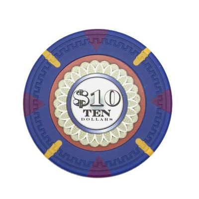 Playzaic 13.5-gram The Mint Professional Poker Chips (50-Pack) Heavy Clay Composite Set - Bulk Casino Chips with Denominations for Texas Holdem, Blackjack - Betting Game Accessories ($10 Blue)