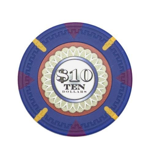 Playzaic 13.5-gram The Mint Professional Poker Chips (50-Pack) Heavy Clay Composite Set - Bulk Casino Chips with Denominations for Texas Holdem, Blackjack - Betting Game Accessories ($10 Blue)