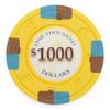 Playzaic 13.5-gram Poker Knights Premium Poker Chips (50-Pack) Heavy Clay Composite Set - Bulk Casino Chips with Denominations for Texas Holdem, Blackjack - Betting Game Accessories ($1,000 Yellow) view 1