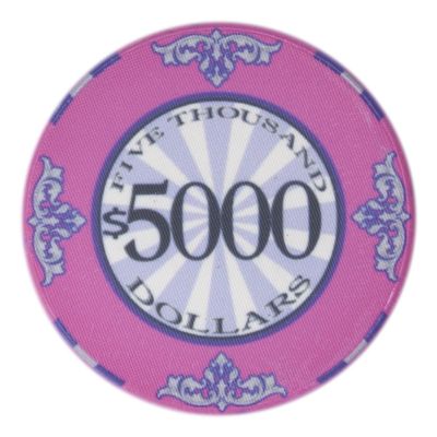 Playzaic 10-gram Scroll Premium Poker Chips (50-Pack) Casino Ceramic Set - Bulk Casino Chips with Denominations for Texas Holdem, Blackjack - Betting Game Accessories ($5,000 Pink)