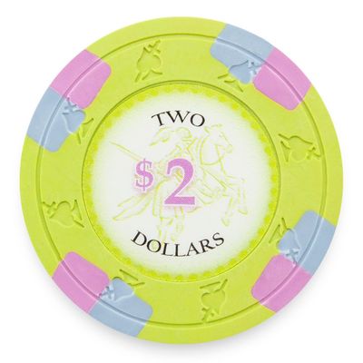 Playzaic 13.5-gram Poker Knights Premium Poker Chips (50-Pack) Heavy Clay Composite Set - Bulk Casino Chips with Denominations for Texas Holdem, Blackjack - Betting Game Accessories ($2 Light Green)