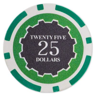 Playzaic 14-gram Eclipse Poker Chips (50-Pack) Heavy Clay Composite Set - Bulk Casino Chips with Denominations for Texas Holdem, Blackjack - Betting Game Accessories ($25 Green)