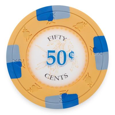 Playzaic 13.5-gram Poker Knights Premium Poker Chips (50-Pack) Heavy Clay Composite Set - Bulk Casino Chips with Denominations for Texas Holdem, Blackjack - Betting Game Accessories ($0.50 Orange)