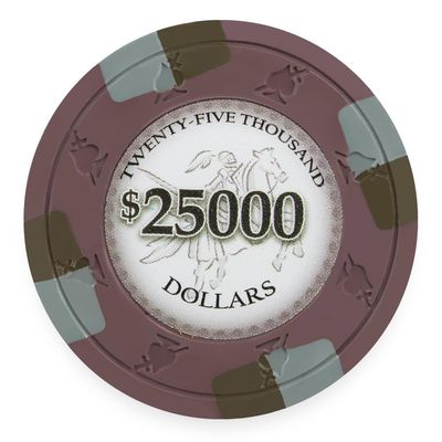 Playzaic 13.5-gram Poker Knights Premium Poker Chips (50-Pack) Heavy Clay Composite Set - Bulk Casino Chips with Denominations for Texas Holdem, Blackjack - Betting Game Accessories ($25,000 Brown)