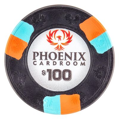 Playzaic 10-gram Phoenix Professional Poker Chips (50-Pack) Real Clay Set - Bulk Casino Chips with Denominations for Texas Holdem, Blackjack - Betting Game Accessories ($100 Black)