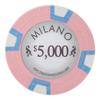 Playzaic 10-gram Milano Professional Poker Chips (50-Pack) Real Clay Set - Bulk Casino Chips with Denominations for Texas Holdem, Blackjack - Betting Game Accessories ($5,000 Pink) view 1