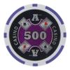 Playzaic 14-gram Ace Casino Poker Chips (50-Pack) Heavy Clay Composite Set - Bulk Casino Chips with Denominations for Texas Holdem, Blackjack - Betting Game Accessories ($500 Purple) view 1