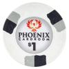 Playzaic 10-gram Phoenix Professional Poker Chips (50-Pack) Real Clay Set - Bulk Casino Chips with Denominations for Texas Holdem, Blackjack - Betting Game Accessories ($1 White) view 1