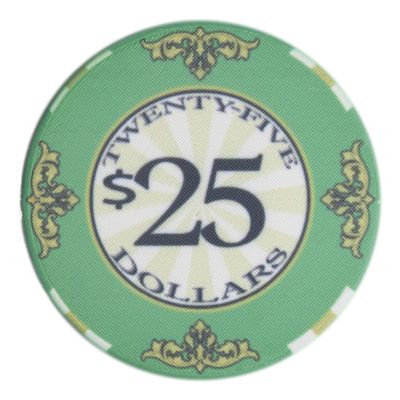 Playzaic 10-gram Scroll Premium Poker Chips (50-Pack) Casino Ceramic Set - Bulk Casino Chips with Denominations for Texas Holdem, Blackjack - Betting Game Accessories ($25 Green)