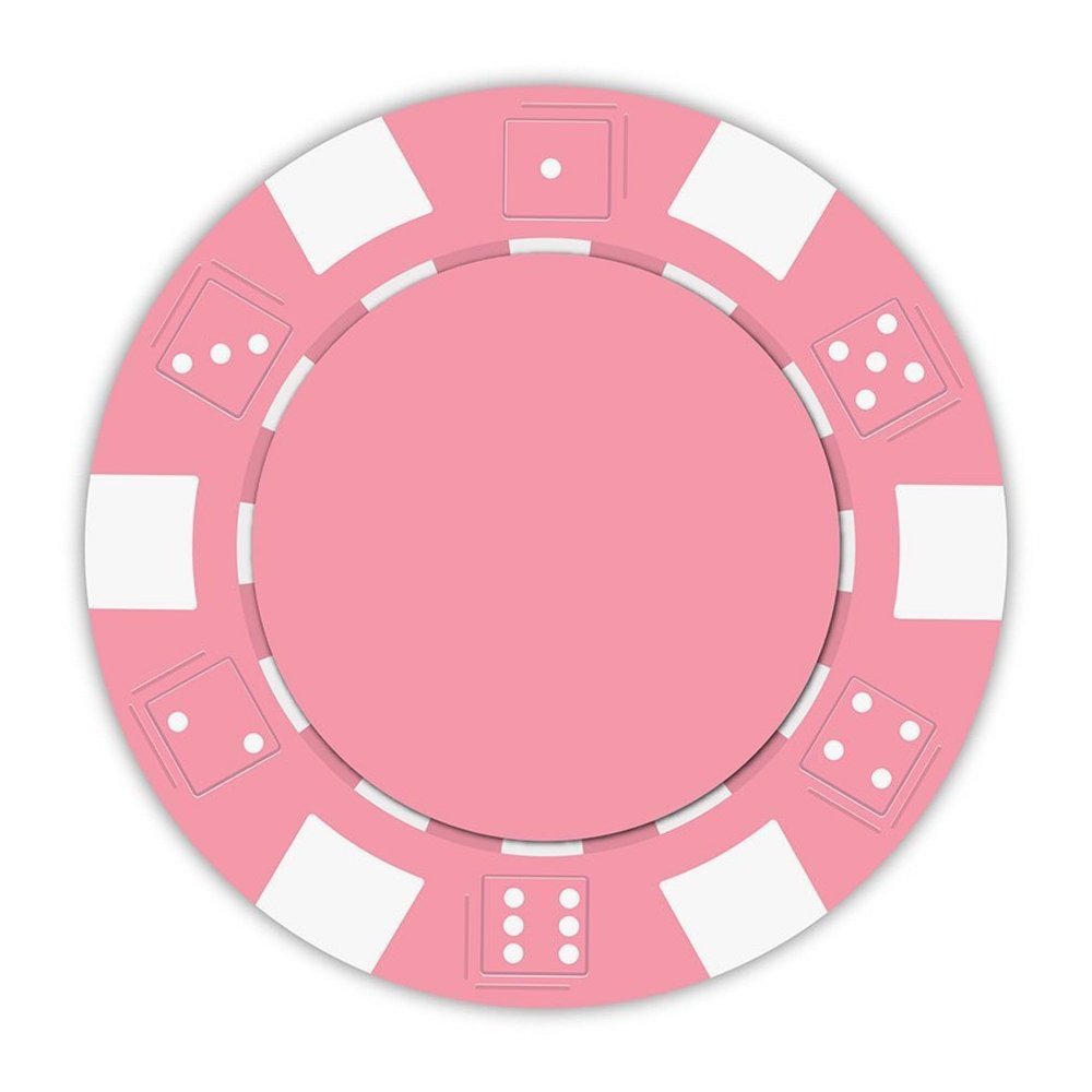 Playzaic 11.5-gram Striped Dice Poker Chips (50-Pack) Clay Composite Set - Bulk Blank Casino Chips - No Denominations for Texas Holdem, Blackjack - Betting Game Accessories (Pink)