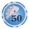 Playzaic 14-gram Yin Yang Poker Chips (50-Pack) Heavy Clay Composite Set - Bulk Casino Chips with Denominations for Texas Holdem, Blackjack - Betting Game Accessories ($50 Light Blue) view 1