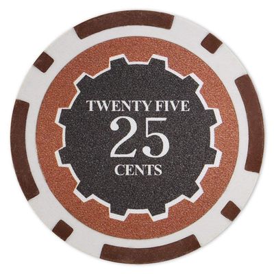 Playzaic 14-gram Eclipse Poker Chips (50-Pack) Heavy Clay Composite Set - Bulk Casino Chips with Denominations for Texas Holdem, Blackjack - Betting Game Accessories ($0.25 Brown)