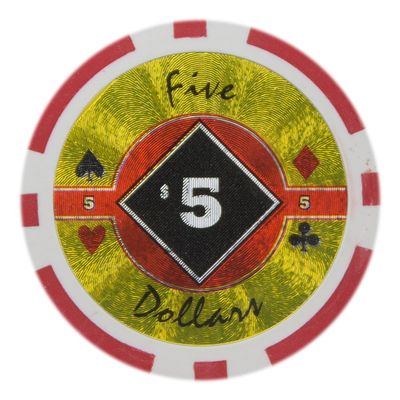 Playzaic 14-gram Black Diamond Poker Chips (50-Pack) Heavy Clay Composite Set - Bulk Casino Chips with Denominations for Texas Holdem, Blackjack - Betting Game Accessories ($5 Red)
