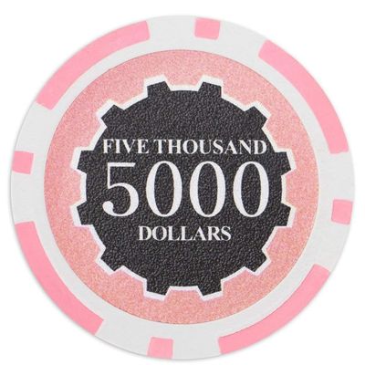 Playzaic 14-gram Eclipse Poker Chips (50-Pack) Heavy Clay Composite Set - Bulk Casino Chips with Denominations for Texas Holdem, Blackjack - Betting Game Accessories ($5,000 Pink)