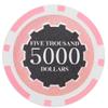 Playzaic 14-gram Eclipse Poker Chips (50-Pack) Heavy Clay Composite Set - Bulk Casino Chips with Denominations for Texas Holdem, Blackjack - Betting Game Accessories ($5,000 Pink) view 1