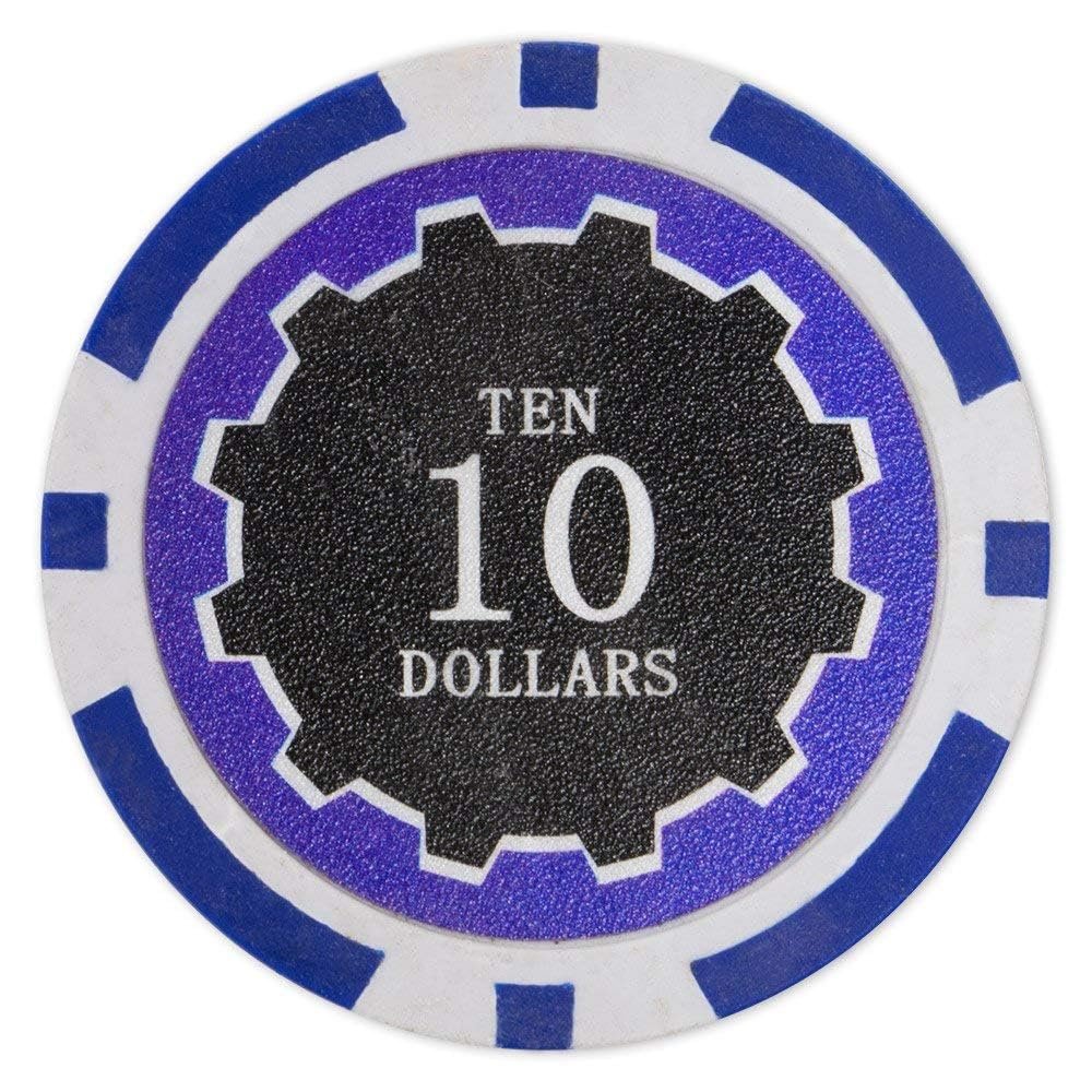 Playzaic 14-gram Eclipse Poker Chips (50-Pack) Heavy Clay Composite Set - Bulk Casino Chips with Denominations for Texas Holdem, Blackjack - Betting Game Accessories ($10 Blue)