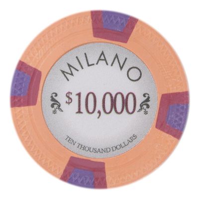 Playzaic 10-gram Milano Professional Poker Chips (50-Pack) Real Clay Set - Bulk Casino Chips with Denominations for Texas Holdem, Blackjack - Betting Game Accessories ($10,000 Orange)