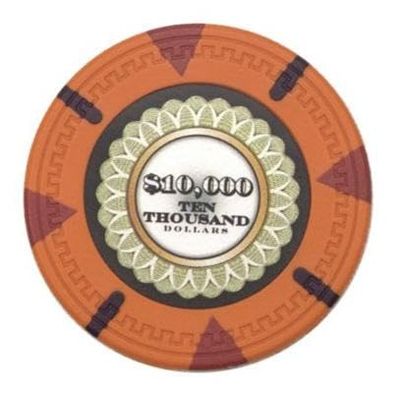 Playzaic 13.5-gram The Mint Professional Poker Chips (50-Pack) Heavy Clay Composite Set - Bulk Casino Chips with Denominations for Texas Holdem, Blackjack - Betting Game Accessories ($10,000 Orange)