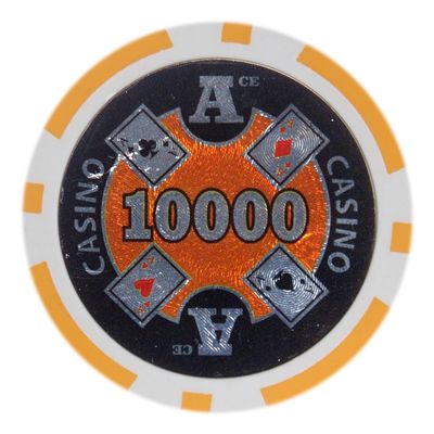 Playzaic 14-gram Ace Casino Poker Chips (50-Pack) Heavy Clay Composite Set - Bulk Casino Chips with Denominations for Texas Holdem, Blackjack - Betting Game Accessories ($10,000 Orange)