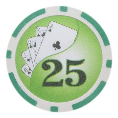 Playzaic 14-gram Yin Yang Poker Chips (50-Pack) Heavy Clay Composite Set - Bulk Casino Chips with Denominations for Texas Holdem, Blackjack - Betting Game Accessories ($25 Green)